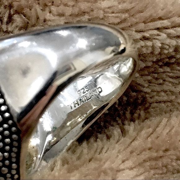 MICHAEL DAWKINS Starry Night Sterling Silver Mother of Pearl Doublet Ring 9-3/4 - Picture 11 of 17